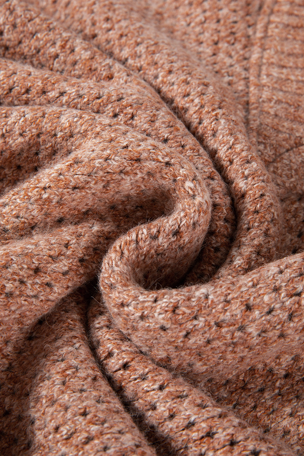 Dark Brown Loose Eyelet V Neck Drop Shoulder Sweater-Chaelisa's New Jammies