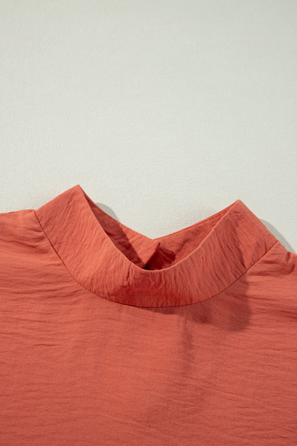 Russet Orange Swiss Dot Balloon Sleeve Patchwork Crinkle Blouse-Chaelisa's New Jammies