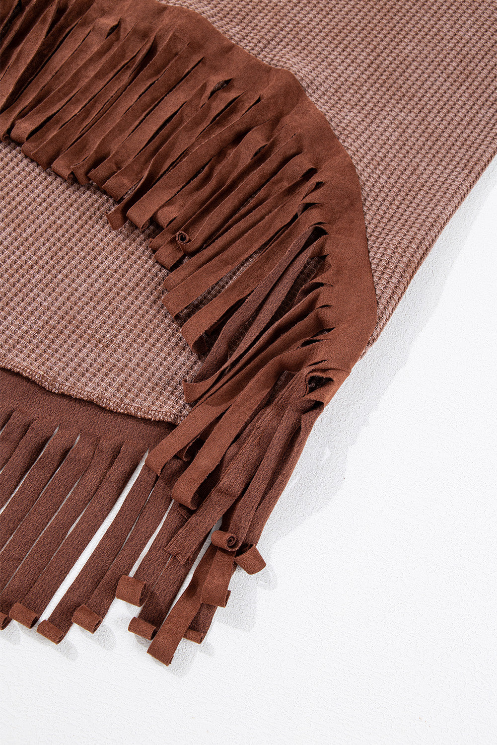 Coffee Waffle Knit Fringed High Low Loose Top-Chaelisa's New Jammies