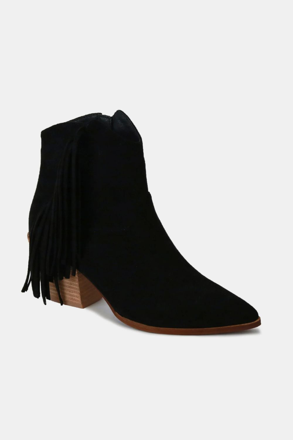 Beast Fashion Suede Fringe Point Toe Ankle Boots-Chaelisa's New Jammies