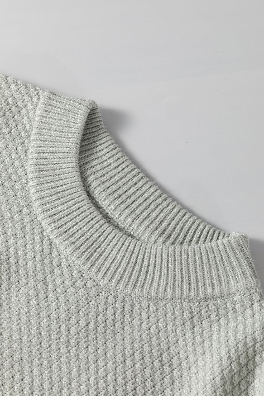 Parchment Solid Textured Knit Split Cuff Drop Shoulder Sweater-Chaelisa's New Jammies