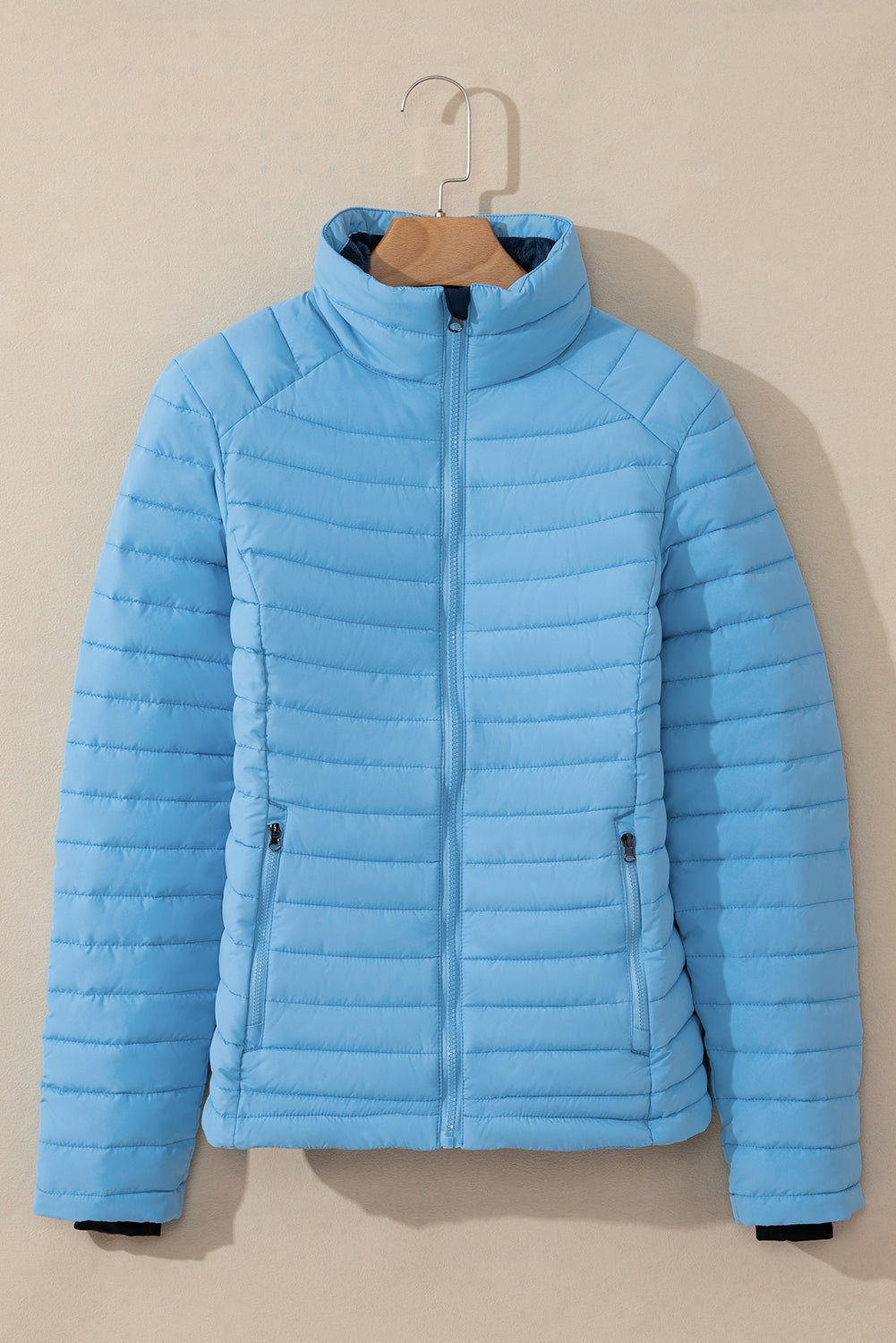 Myosotis Solid Color Quilted Zip-up Puffer Jacket-Chaelisa's New Jammies