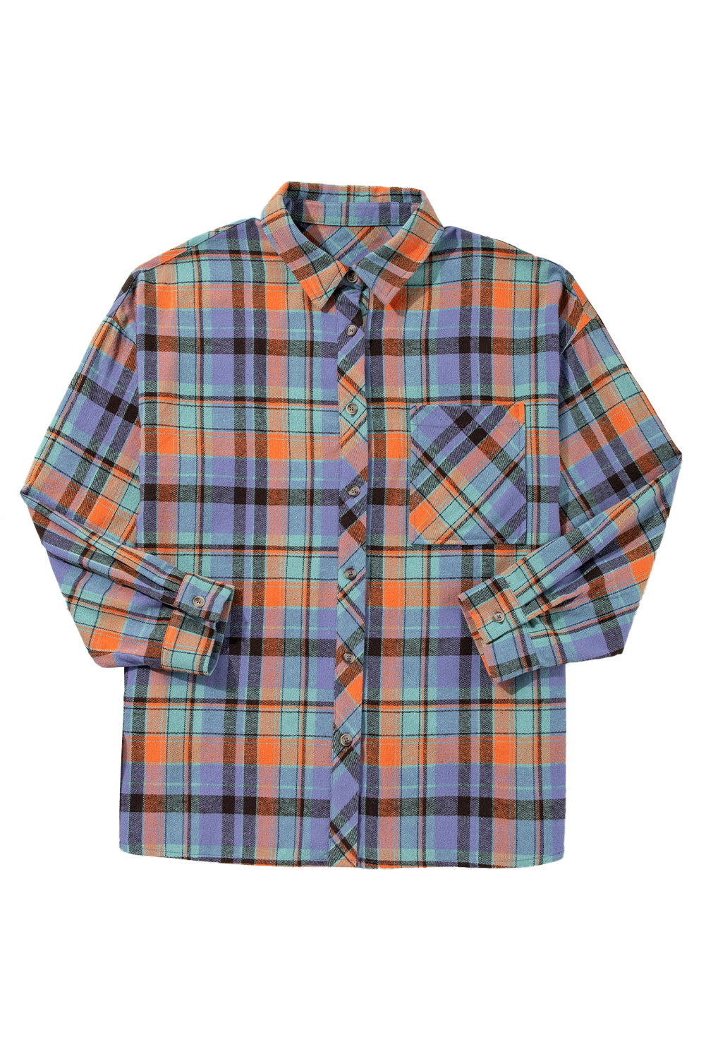 Red Plaid Print Drop Sleeve Loose Shirt-Chaelisa's New Jammies