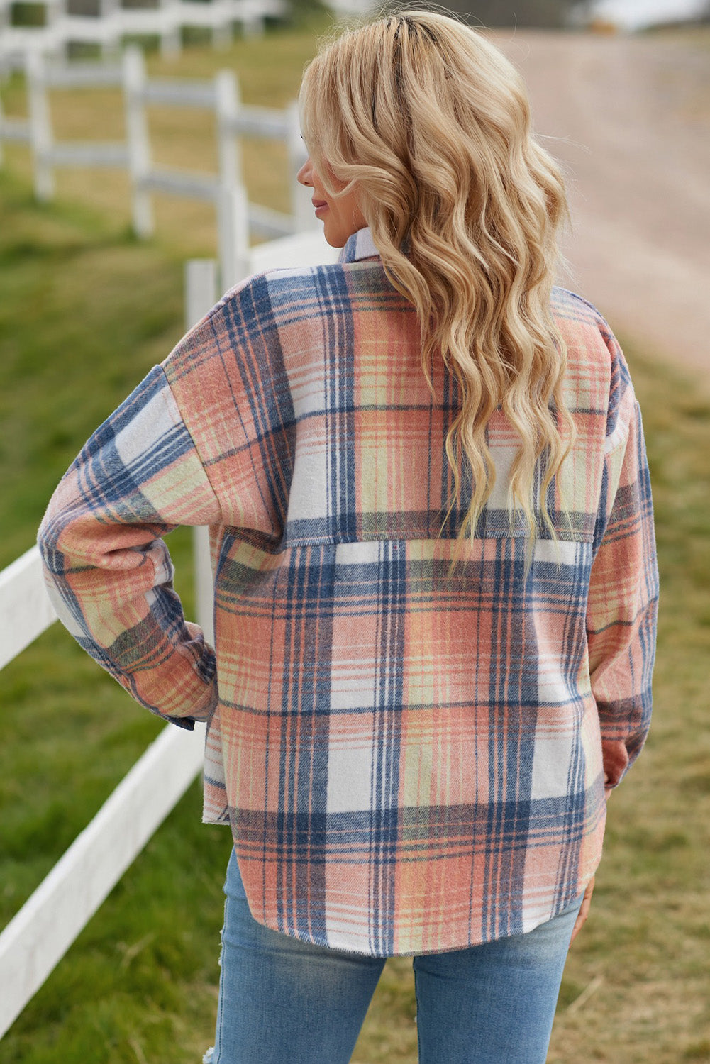 Pink & Grey Plaid Button Up Collared Flannel Shacket-Chaelisa's New Jammies