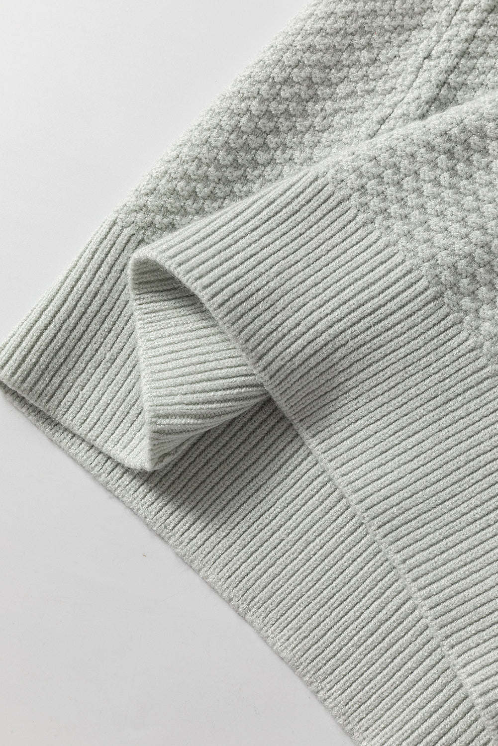Parchment Solid Textured Knit Split Cuff Drop Shoulder Sweater-Chaelisa's New Jammies