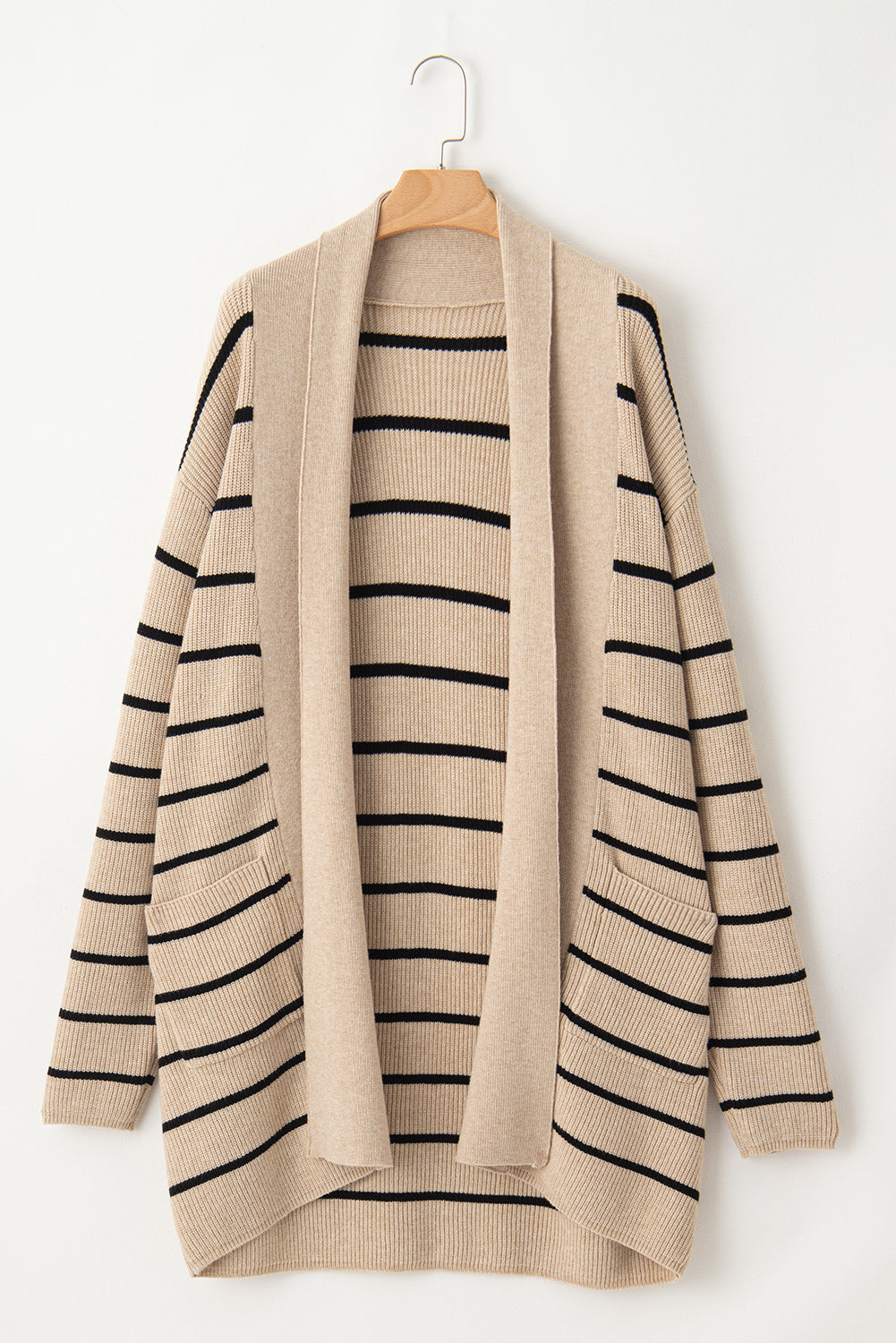 Black Stripe Side Pockets Open Front Cardigan-Chaelisa's New Jammies