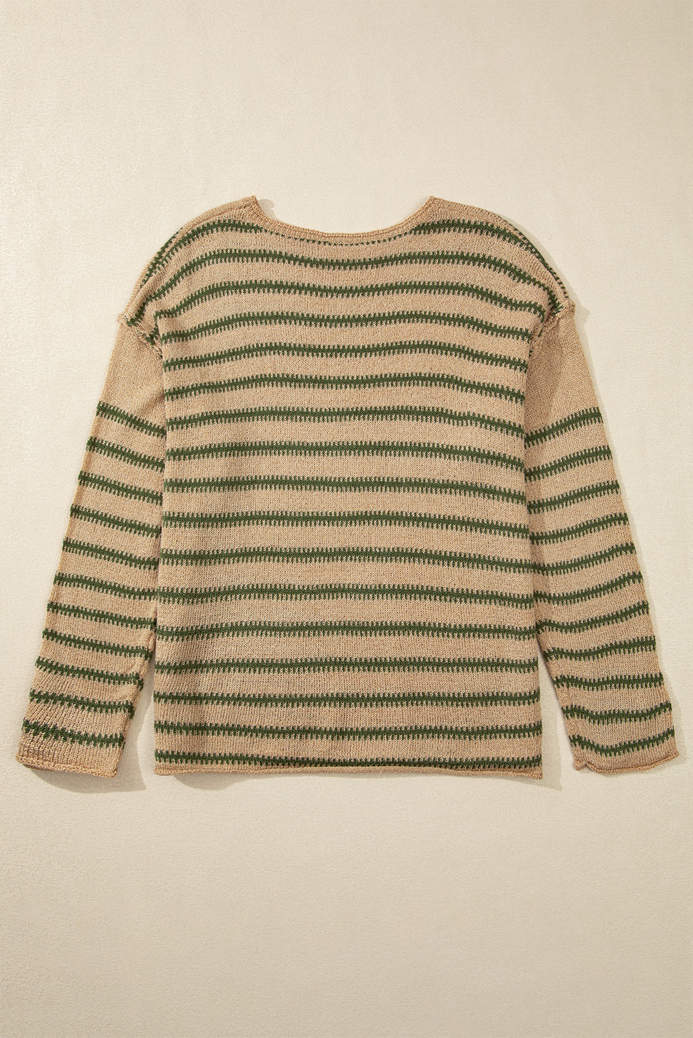 Khaki Stripe Drop Shoulder Casual Sweater-Chaelisa's New Jammies