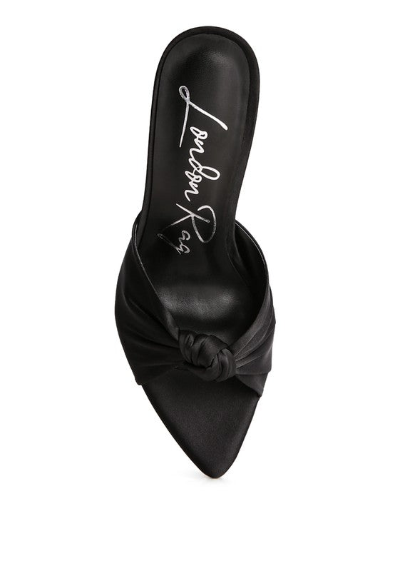 FIRST CRUSH SATIN KNOT HIGH HEELED SANDALS - Chaelisa's New Jammies