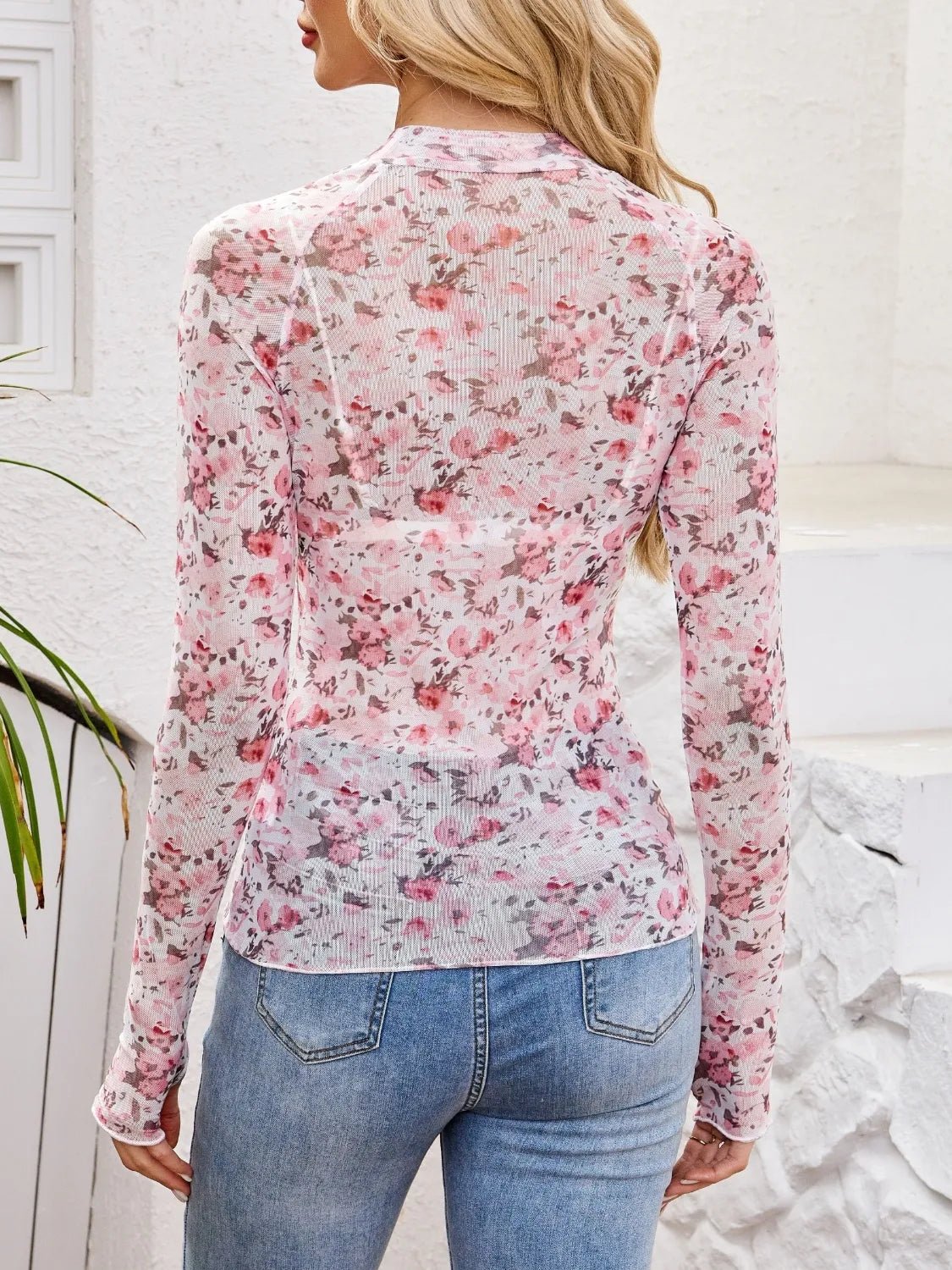 Floral Mock Neck Long Sleeve Top - Chaelisa's New Jammies