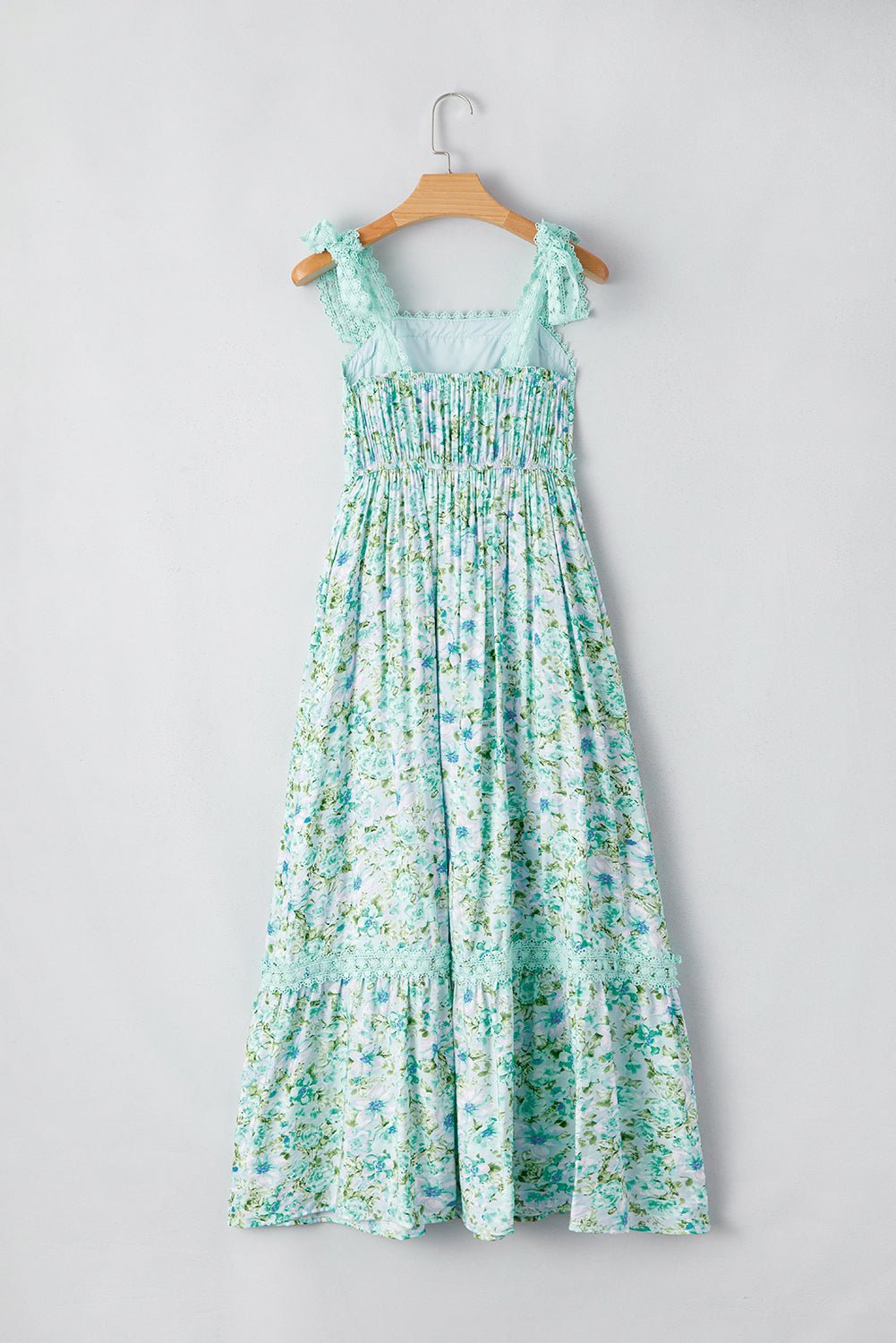 Green Floral Lace Tied Strap Empire Waist Maxi Dress - Chaelisa's New Jammies