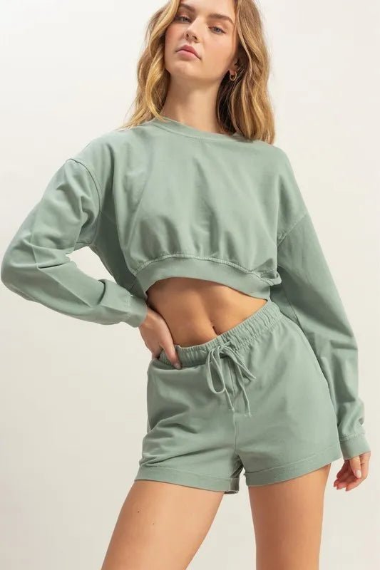 HYFVE Crew Neck Long Sleeve Crop Sweatshirt - Chaelisa's New Jammies