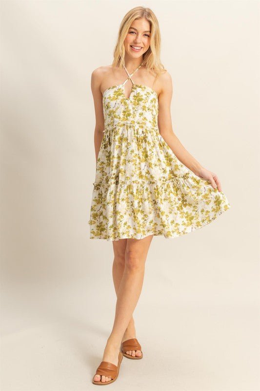 HYFVE Floral Print Halter Neck Tiered Mini Dress - Chaelisa's New Jammies