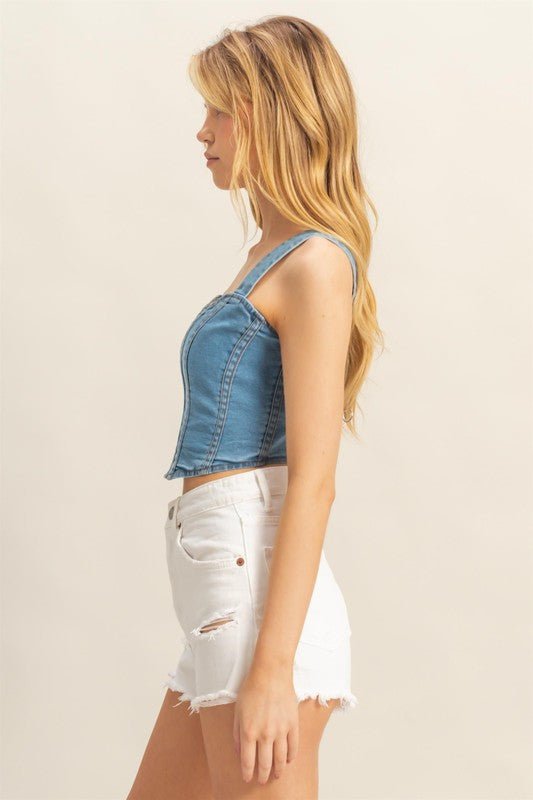 HYFVE Washed Sweetheart Neck Wide Strap Denim Tank - Chaelisa's New Jammies