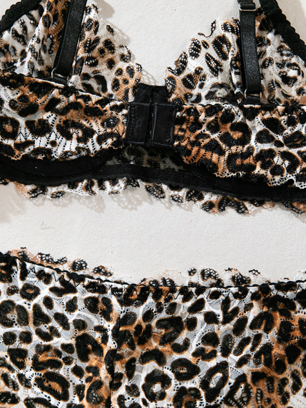 Sexy leopard print thin underwear set