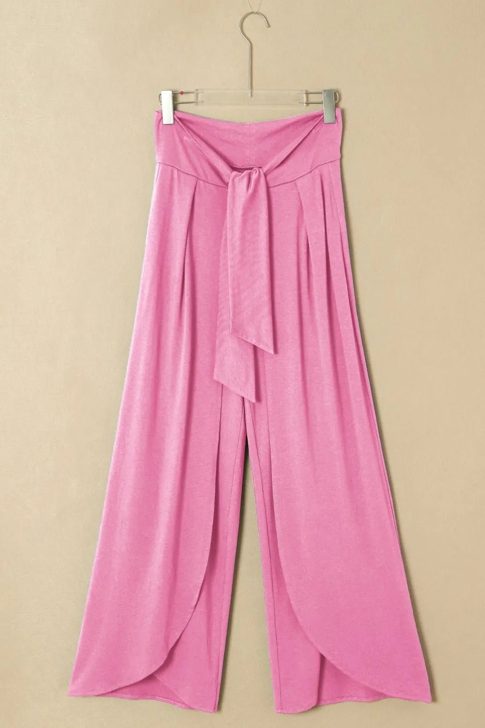 Knotted Waist Split Leg Relaxed Pants - Chaelisa's New Jammies