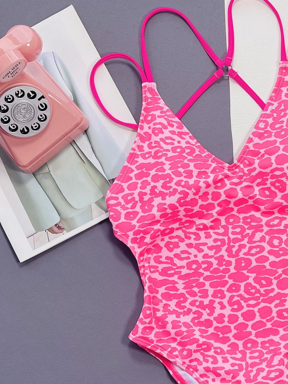 Leopard Plunge Spaghetti Strap One - Piece Swimwear - Chaelisa's New Jammies