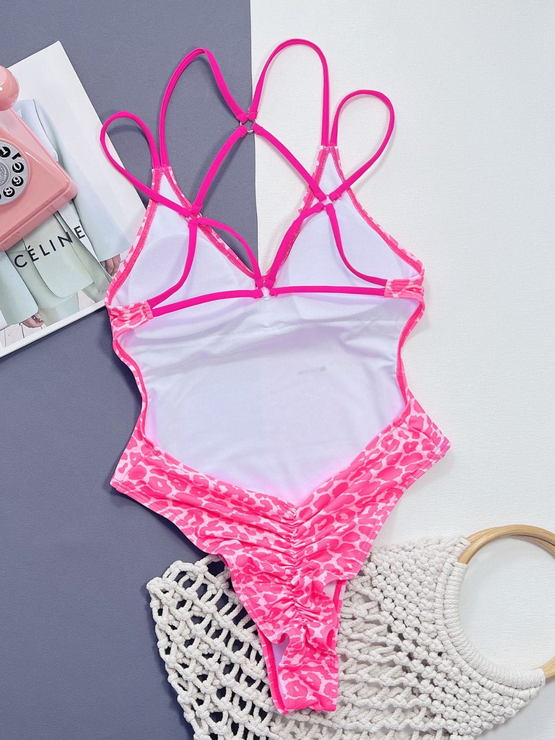 Leopard Plunge Spaghetti Strap One - Piece Swimwear - Chaelisa's New Jammies