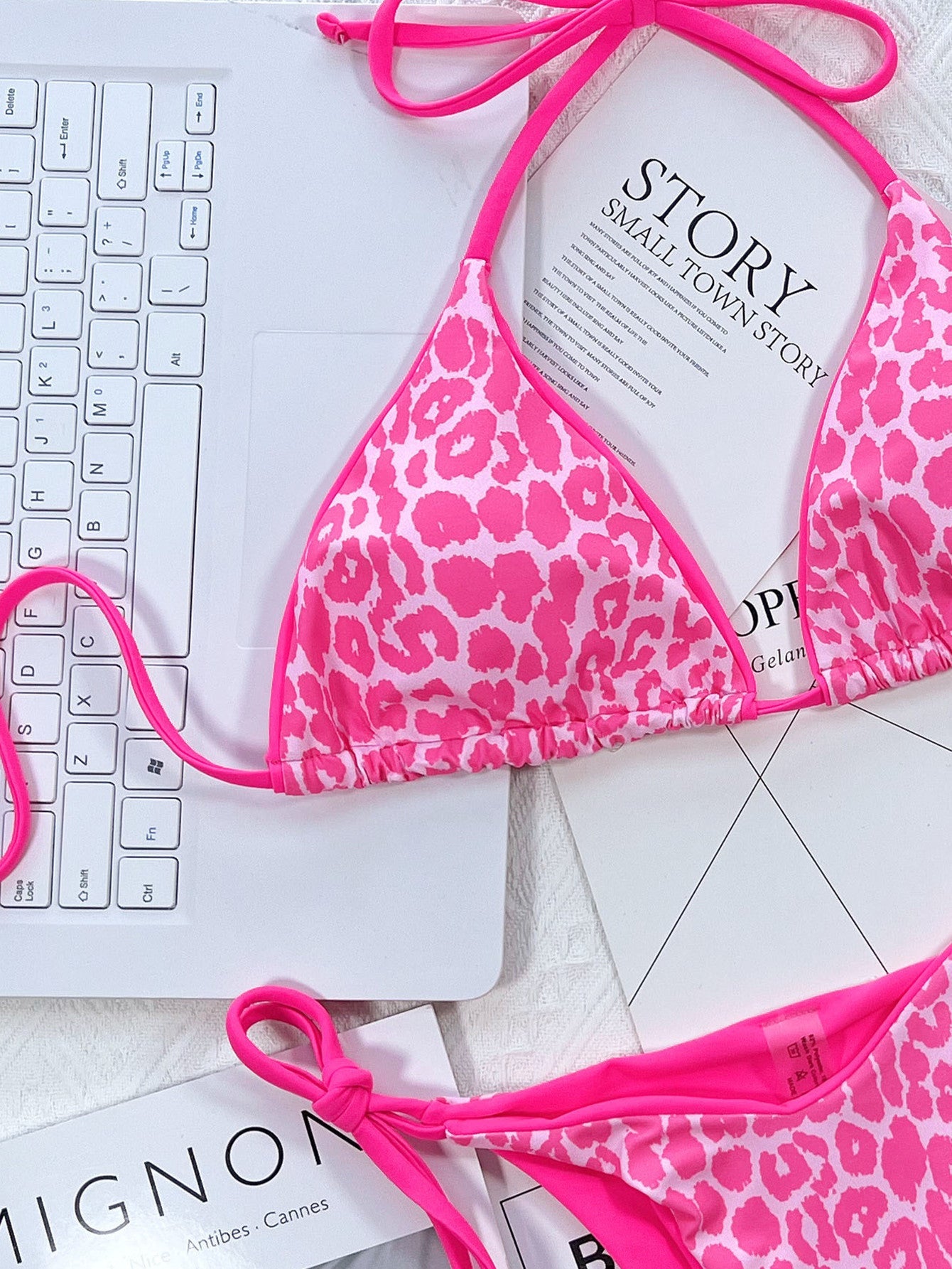 Leopard Print Halter Neck Tie Side Bikini Set - Chaelisa's New Jammies