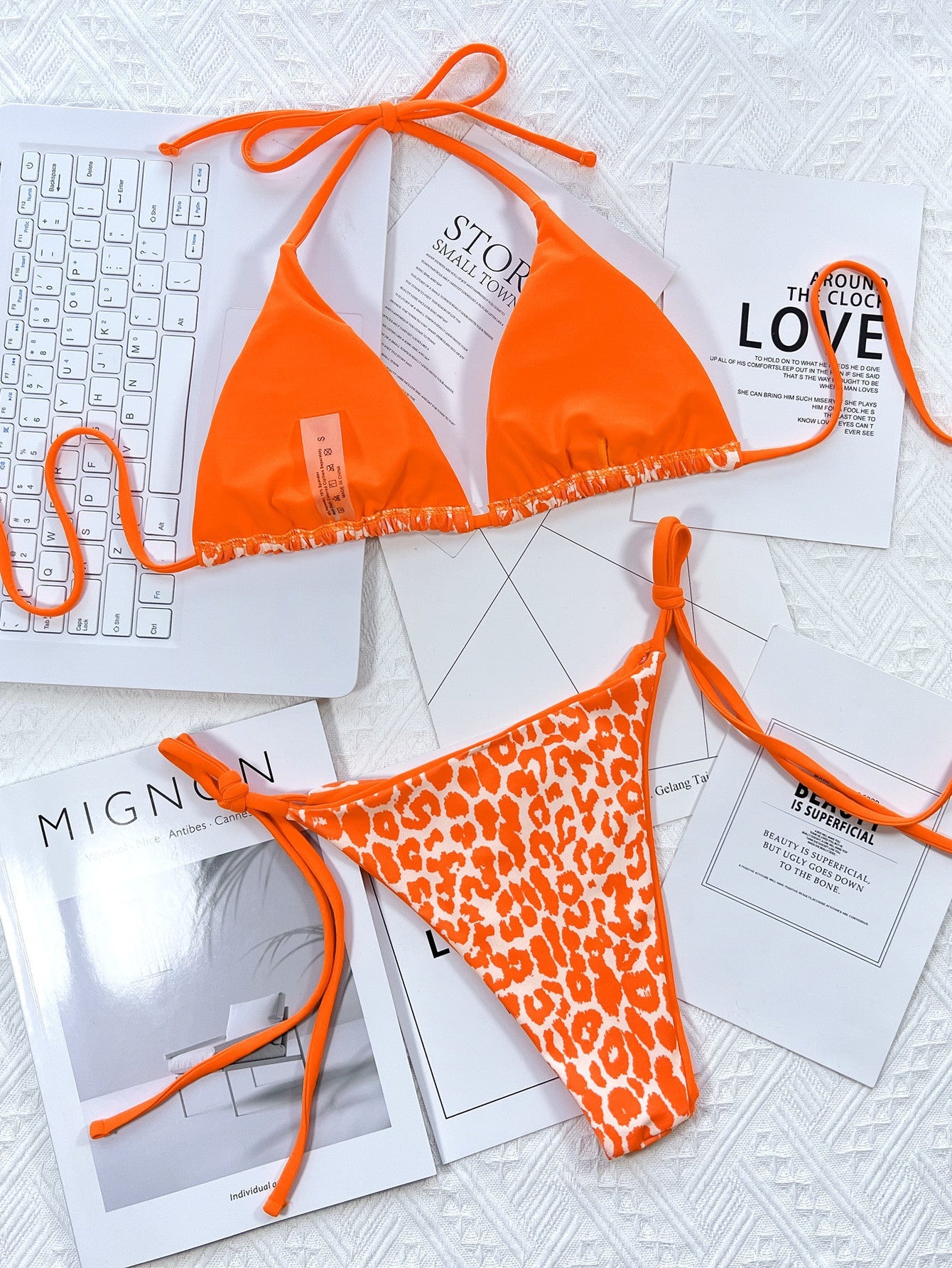 Leopard Print Halter Neck Tie Side Bikini Set - Chaelisa's New Jammies
