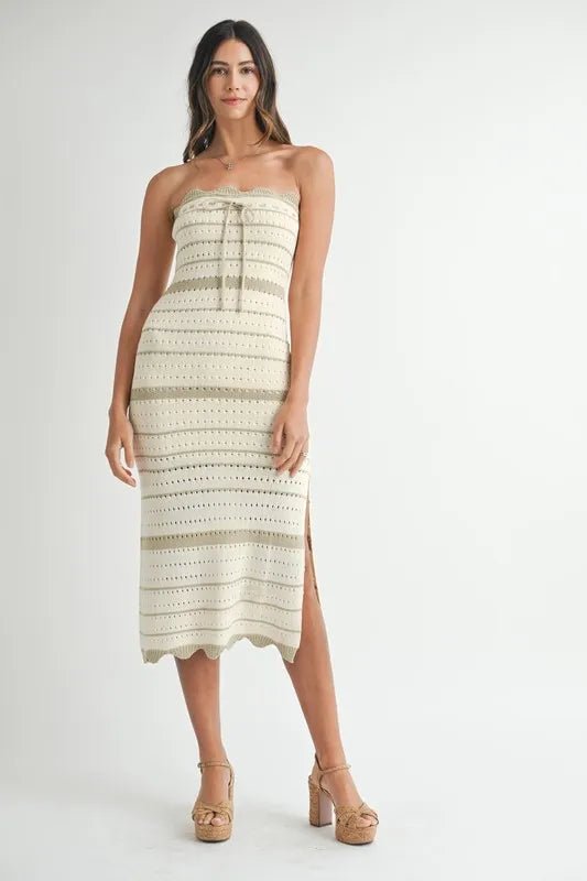 MABLE Contrast Striped Crochet Knit Midi Dress - Chaelisa's New Jammies