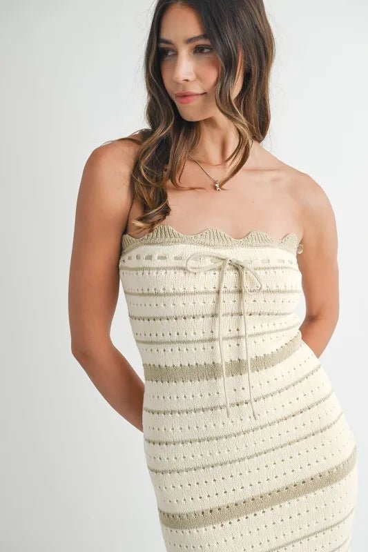 MABLE Contrast Striped Crochet Knit Midi Dress - Chaelisa's New Jammies