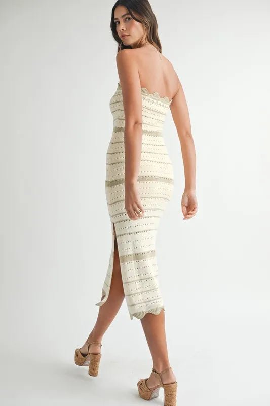 MABLE Contrast Striped Crochet Knit Midi Dress - Chaelisa's New Jammies