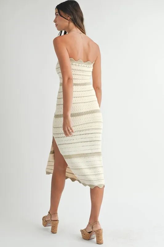 MABLE Contrast Striped Crochet Knit Midi Dress - Chaelisa's New Jammies