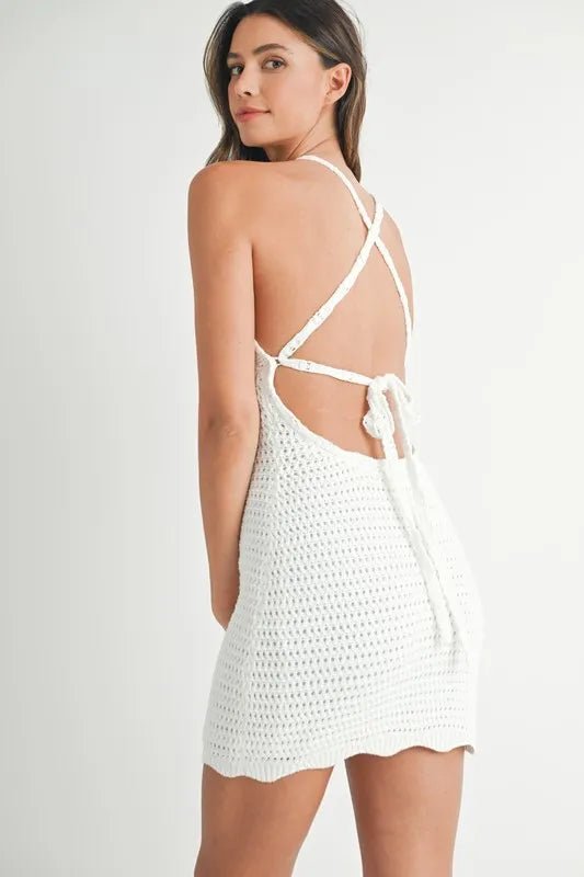 MABLE Crochet Crisscross Spaghetti Strap Mini Dress - Chaelisa's New Jammies