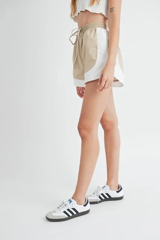 MABLE Drawstring Waist Contrast Trim Detail Shorts - Chaelisa's New Jammies