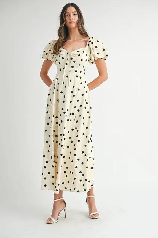 MABLE Polka Dot Puff Sleeve Midi Dress - Chaelisa's New Jammies