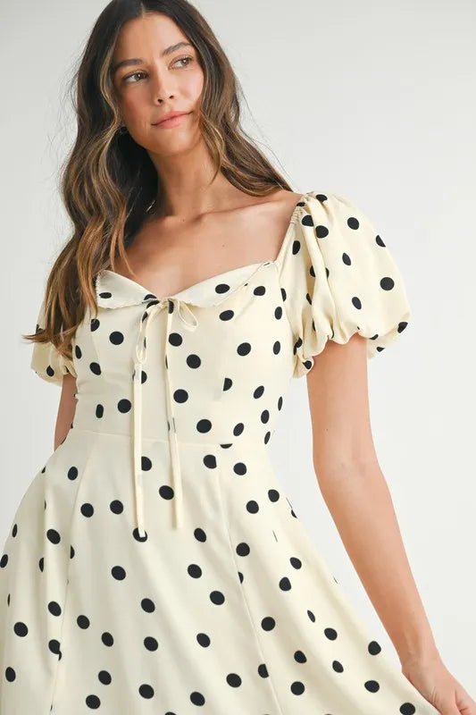 MABLE Polka Dot Puff Sleeve Midi Dress - Chaelisa's New Jammies