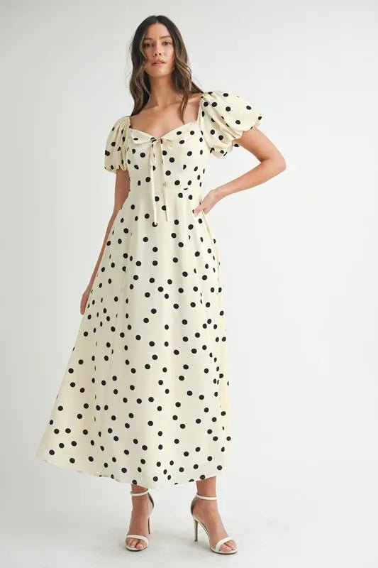 MABLE Polka Dot Puff Sleeve Midi Dress - Chaelisa's New Jammies