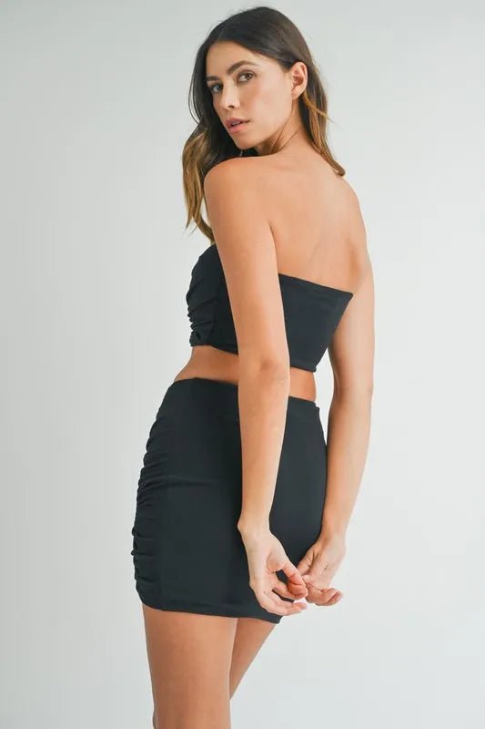 MABLE Ruched Tube Crop Top and Skirt Set - Chaelisa's New Jammies