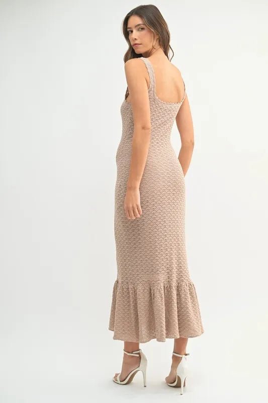 MABLE Ruffled Hem Sleeveless Crochet Knit Midi Dress - Chaelisa's New Jammies