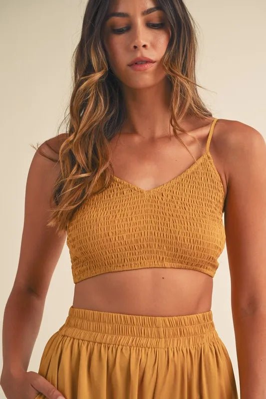 MABLE Smocked Bralette Crop Top and Wide Leg Pants Set - Chaelisa's New Jammies