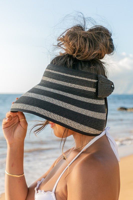 Marled Stripe Roll up Bow Visor - Chaelisa's New Jammies