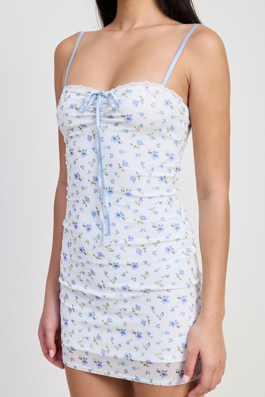 MINI FLORAL DRESS WITH PEEK A BOO LACE - Chaelisa's New Jammies