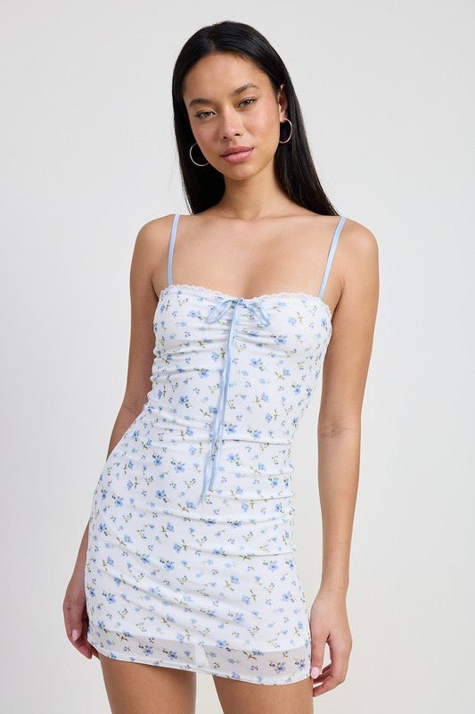 MINI FLORAL DRESS WITH PEEK A BOO LACE - Chaelisa's New Jammies