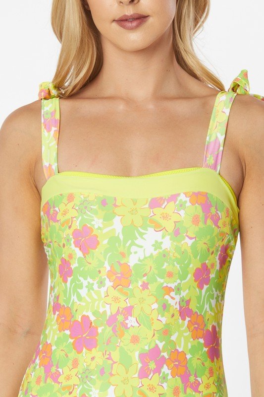 ONE PIECE BATHING SUIT FLORAL PRINT SHOULER TOP TI - Chaelisa's New Jammies