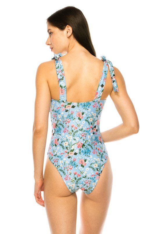 ONE PIECE BATHING SUIT FLORAL PRINT SHOULER TOP TI - Chaelisa's New Jammies