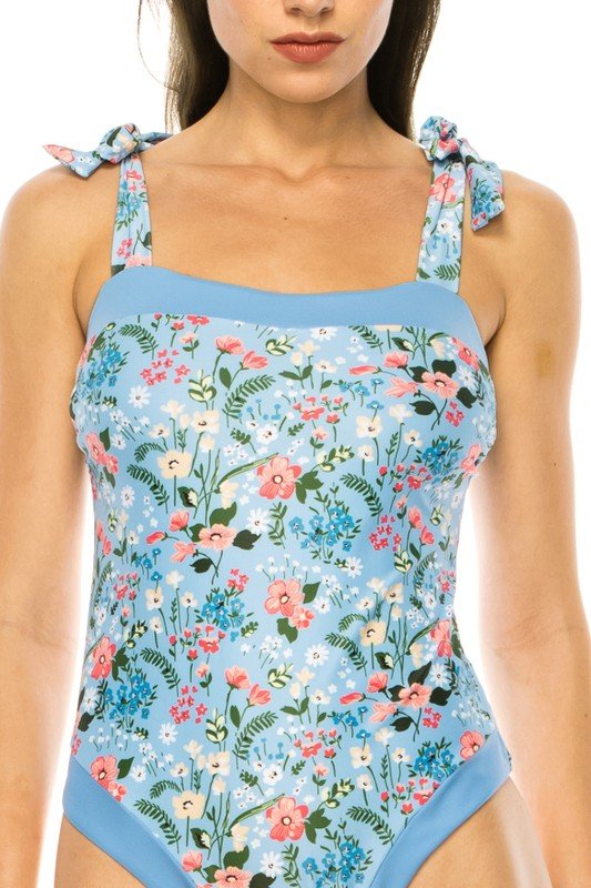 ONE PIECE BATHING SUIT FLORAL PRINT SHOULER TOP TI - Chaelisa's New Jammies
