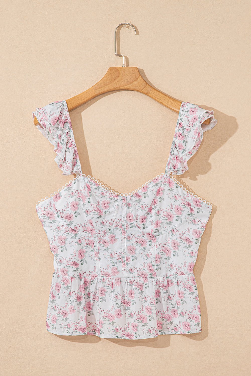 Pink Floral Flutter Peplum Tank Top - Chaelisa's New Jammies