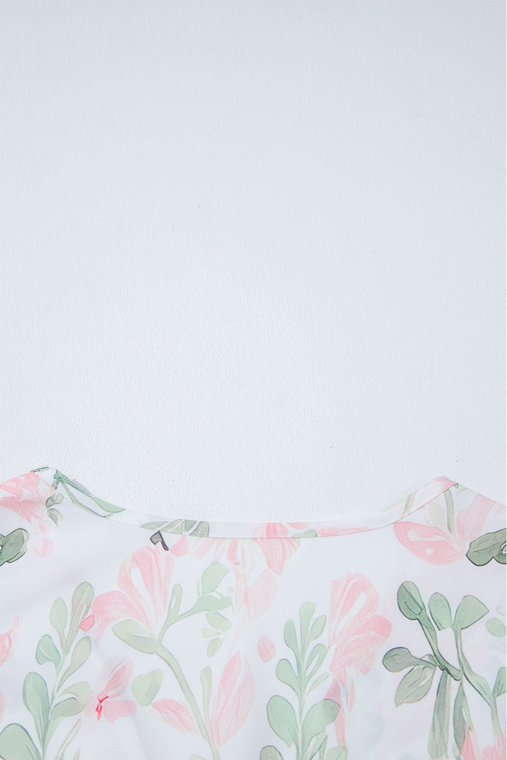 Pink Floral Puff Sleeve V Neck Tied Front Peplum Blouse - Chaelisa's New Jammies