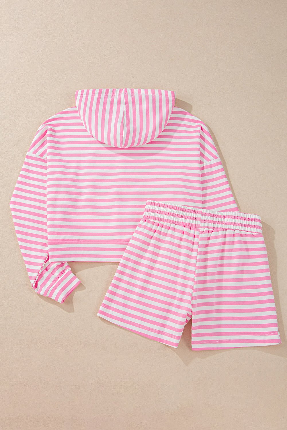 Pink Stripe Kangaroo Pocket Hoodie and Wide Leg Shorts Set - Chaelisa's New Jammies