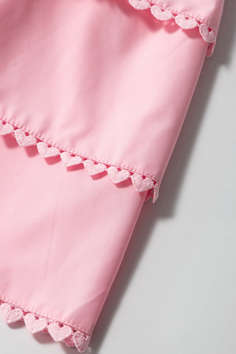 Pink Tiered Heart Trim Square Neck Flutter Top - Chaelisa's New Jammies