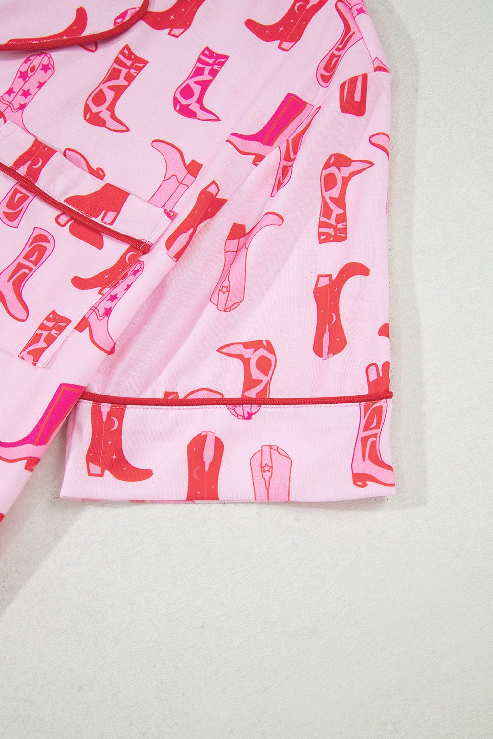 Pink Western Cowgirl Boots Printed Shirt Ruffled Shorts Pajama Set - Chaelisa's New Jammies