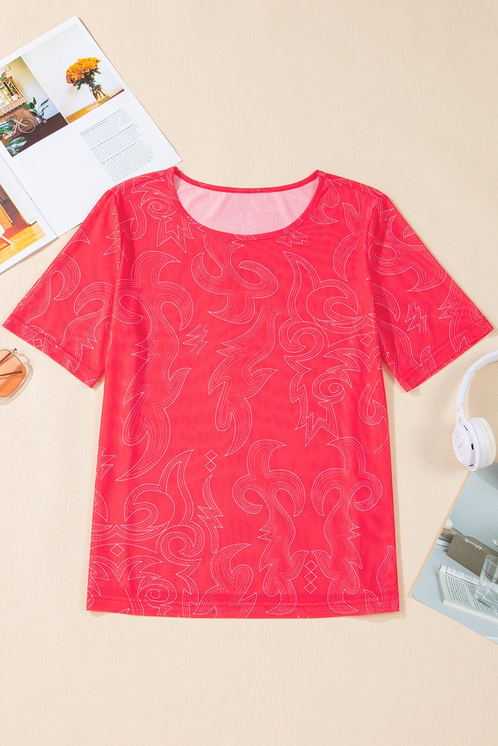 Red Western Girls Mesh T Shirt - Chaelisa's New Jammies