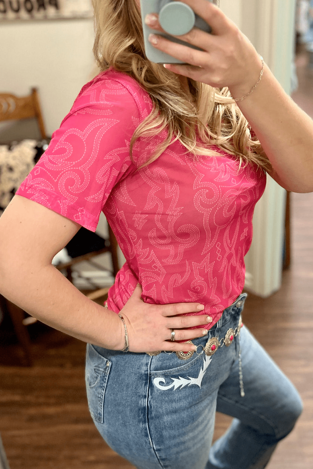 Red Western Girls Mesh T Shirt - Chaelisa's New Jammies