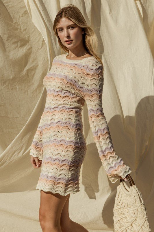 Round Neck Bell Sleeve Sweater Dress - Chaelisa's New Jammies