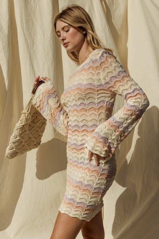 Round Neck Bell Sleeve Sweater Dress - Chaelisa's New Jammies